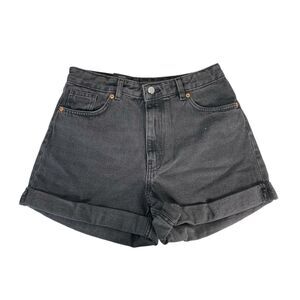 Monki Women's Shorts 29in Black 100% Cotton Mom Shirts‎ WP68